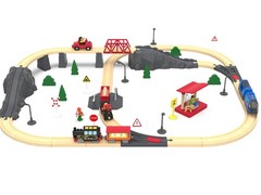 Battery Operated Locomotive Train for Wooden Tracks, O Gauge, Black & Red
