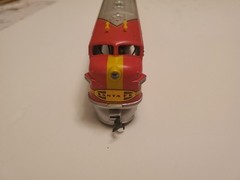 VINTAGE TYCO SANTA FE 4015 HO LOCOMOTIVE TRAIN ENGINE & Dummy, Silver & Red