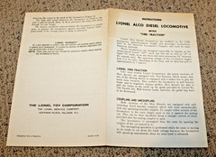 Lionel Postwar #212 Alco Locomotive Instruction Sheet #212-64 4/65