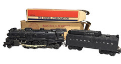 Lionel Post War 2-6-4 Locomotive #2016 and #2026W Whistle Tender O-27 With Boxes