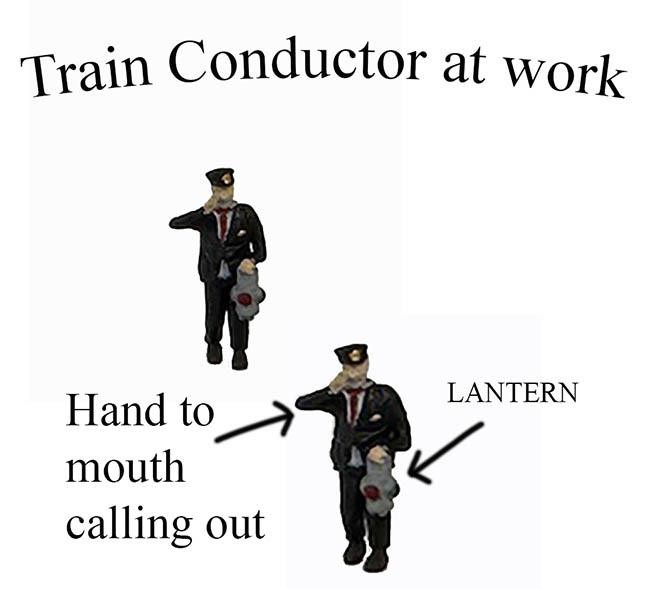 HO Scale Train Conductor with his Railroad LANTERN FINISHED 1/87 scale figure