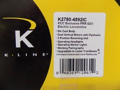 K Line Trains Item #K2780-48921C KCC Exclusive PRR GG1 Electric Locomotive Boxed