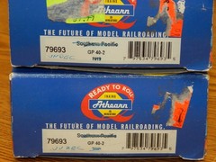 2) GP-2 UNDECORATED DIESEL LOCOMOTIVE HO GAUGE USED IN WRONG BOXES BOTH RUN GOOD