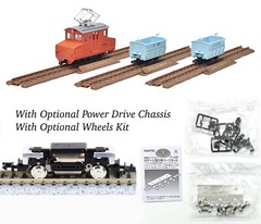HOn30/HOe Tomytec Steeple Cab Electric Locomotive/Tipper Cars Set w/Power Drive