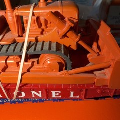 LIONEL POSTWAR 6816 FLAT CAR WITH ALLIS CHALMERS BULLDOZER W/ BOX, HARD TO FIND