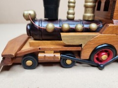 Vintage Wooden Train Candy Holder Handmade 10.5” x 3 1/4” Brown Color