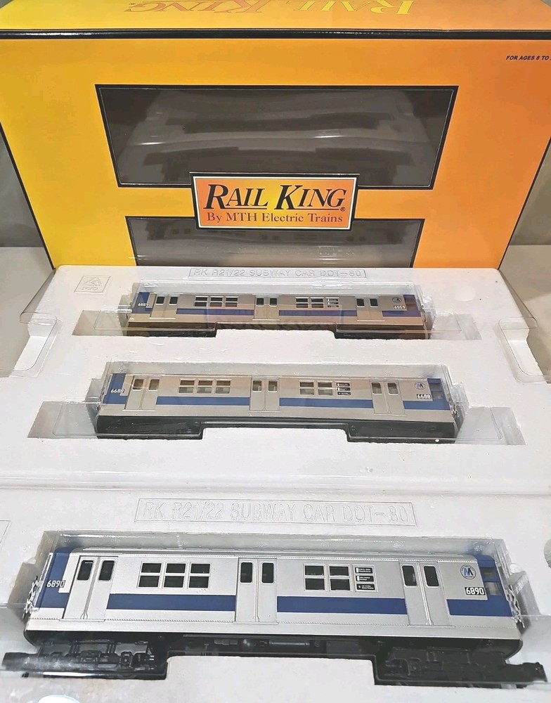MTH Rail-King O Gauge R-17 NYC Metropolitan 3-Car Subway Set W/Proto Sound MINT!