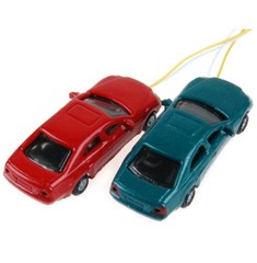 Set N.2 Cars With White-Red LED Lights 12V Plastic Railway Scale N 1/160