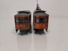 AHM HO Birney Trolley – Public Service #70 Powered (non-functional) and dummy