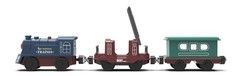Battery Operated Train for Wooden Track, 3Pcs Motorized Small, Deep Blue