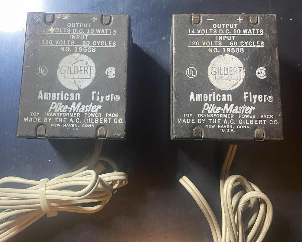 Lot Of 2 A.C. Gilbert American Flyer Pike Master Power Pack Transformer #19508