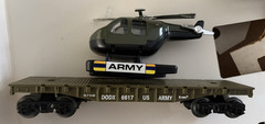 K-Line O/027 3-Rail US ARMY Flatcar w/Helicopter #DODX6617 – New from Set