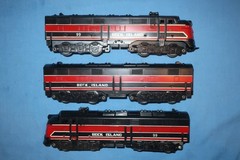 Marx #99 Rock Island E-7 Diesel Locomotive A/B/A Units. Runs well