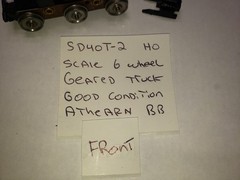 Front SD40T-2 GEARED 6 WHEEL TRUCK HO Scale ATHEARN Good CONDITION