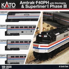 kato 106-3530 N Amtrak F40PH & Superliner Phase III 4-Unit Set