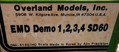 Overland Models HO Scale Brass EMD Demo 1,2,3,4 SD60 Diesel Engine UNDECORATED