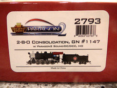 BROADWAY LIMITED #2793 2-8-0 CONSOLIDATION GN #1147 W/PARAGON2 SOUND/DC/DCC