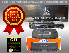 LIONEL D&RGW VISION LINE CHALLENGER C9 + AUX WATER TENDER C9 EXCEPT’L WAS $2250