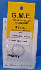 G.M.E. SOUND CAM 3.0mm AXLE 4 POINT STEAM LOCO PFM PBL DCC HO,Sn3,ON30,On3 S