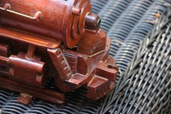 Handcrafted Mahogany Solid Wood Hudson Train Steam Locomotive W/ Track Coal Car