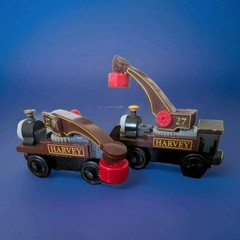 Thomas & Friends Vintage Wooden Harvey 27 Crane Train Lot of 2