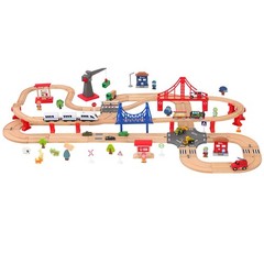 Battery Operated Locomotive Train for Wooden Tracks, O Gauge, Black & Red