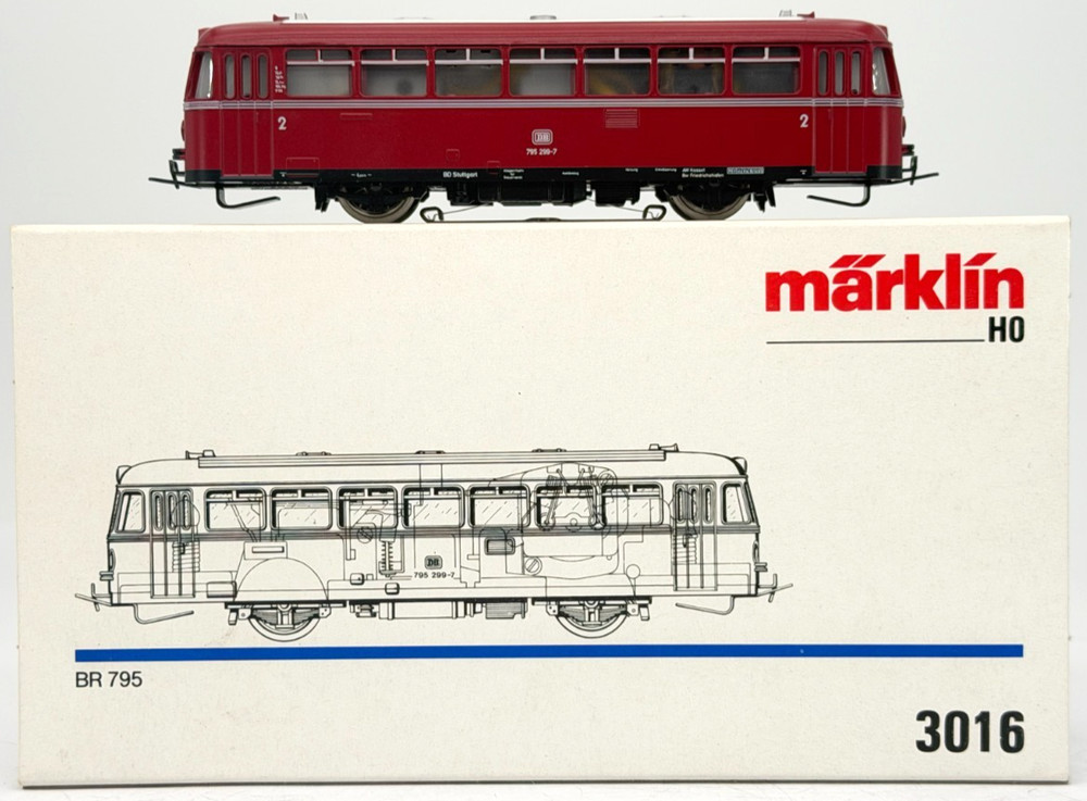 Märklin H0 3016 railbus type 795 299-7 Stuttgart 2. Class DB OVP 11 88 -SCHI-