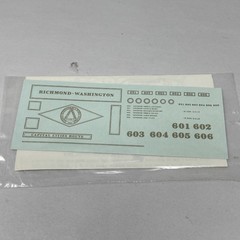 Fujiyama HO DECALS Only for RF&P Governor Series 4-8-4 Locomotive #601-606