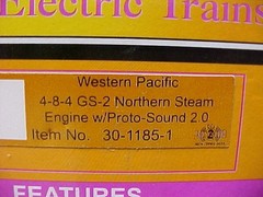 RAIL KING MTH WP 4-8-4 GS-2 Western Pacific STEAM ENGINE LOCO-SOUND 30-1185-1