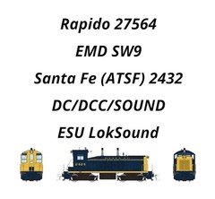 Rapido 27564 HO Scale EMD SW9 DC/DCC/SOUND ~ Santa Fe (ATSF) 2432 Bookend Scheme