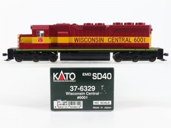 HO Scale KATO 37-6329 WC Wisconsin Central EMD SD40 Diesel #6001 – DCC Ready