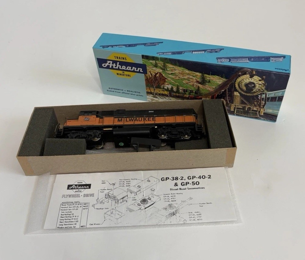 Athearn Trains HO 4606 GP38-2 Diesel Powered Milwaukee Road 365 Locomotive