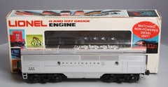 Lionel 6-8062 O Burlington F-3 B-Unit Chrome Non-Powered Diesel Locomotive #8062