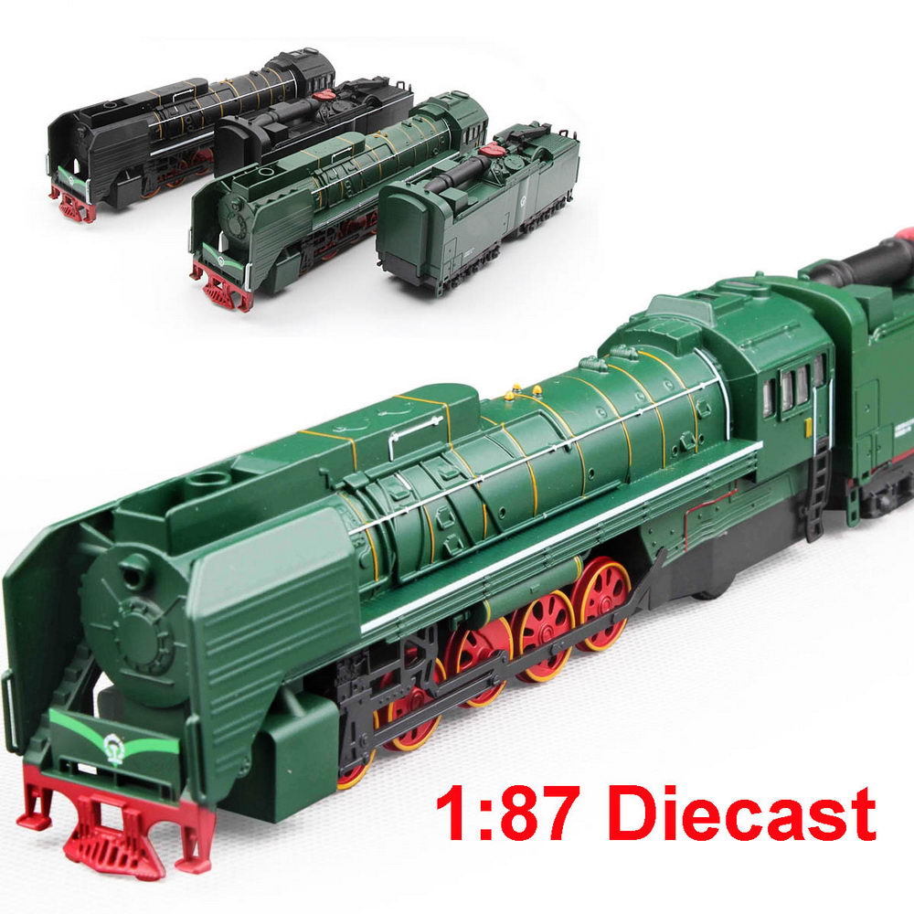 HO Scale 1/87 Diecast Train Locomotive & Carriage Pull Back with Sound Light