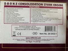 MTH PREMIER NORFOLK & WESTERN 2-8-0 H-3 CONSOLIDATION STEAM ENGINE 20-3432-1 N&W