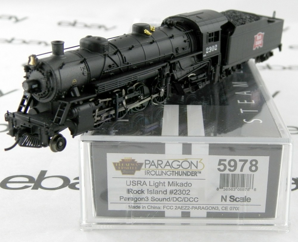 N Scale USRA Light Mikado w/Paragon3 Sound/DC/DCC – Rock Island #2302 – BLI 5978