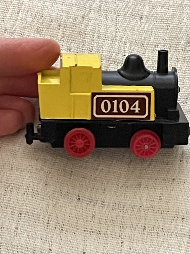 Vintage Train Steam Locomotive Engine 0104 Pull Back Toy Retro Yellow Black Red