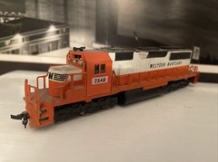 Vintage HO scale Western Maryland 7549 Train Locomotive WM White Orange & Black