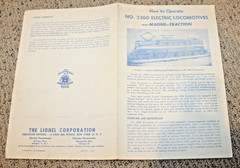 Lionel Postwar #2360 GG1 Locomotive Instruction Sheet #2360-12 8-61