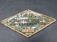 VERY RARE Lima Locomotive Works Inc. Shovel & Crane Division Brass Placard
