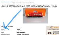 Lionel Trains Rock Island #307 6-38770 0 gauge GP Dash 35 diesel legacy Odyssey