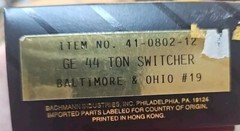 HO Bachmann Spectrum B&O Baltimore & Ohio 19 14-0802-12 Ge 44 Ton Switcher