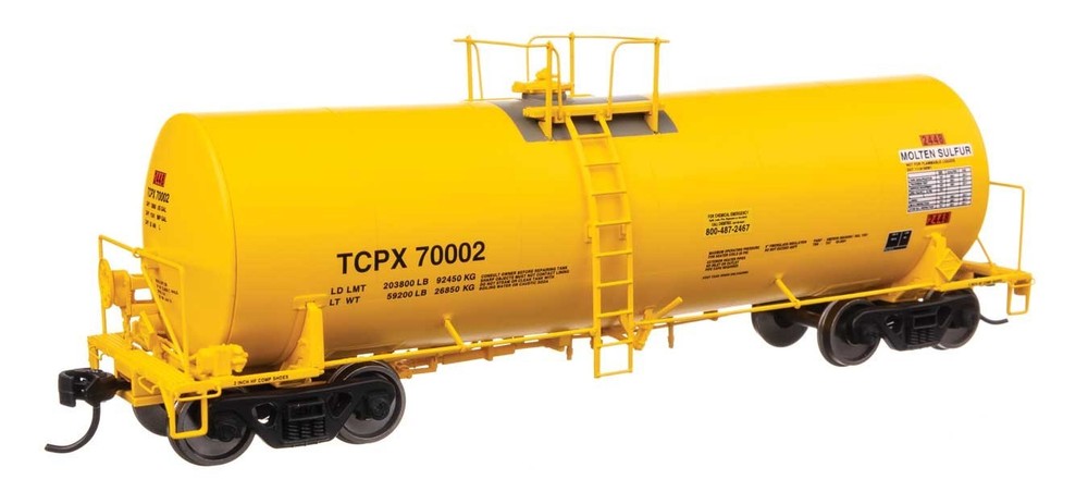 100065 Walthers HO 40′ Trinity 14,000-Gallon Molten Sulfur Tank Car TCPX #70002
