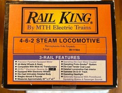 MTH RailKing 30-1118-0 Pennsylvania K-4s Torpedo 4-6-2 Steam Locomotive 3768