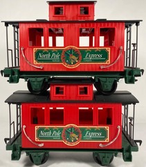 EZTEC NORTH POLE EXPRESS CHRISTMAS TRAIN RED CABOOSE SET OF 2