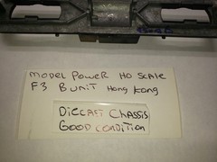F3 B UNIT As Is DIECAST METAL CHASSIS LOCOMOTIVE HO SCALE MODEL POWER HO SCALE