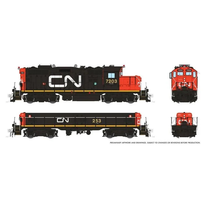 HO Rapido 41516 GP9RM Mother Slug (Loksound) w/ Flexicoil CN Late 7203 & 253
