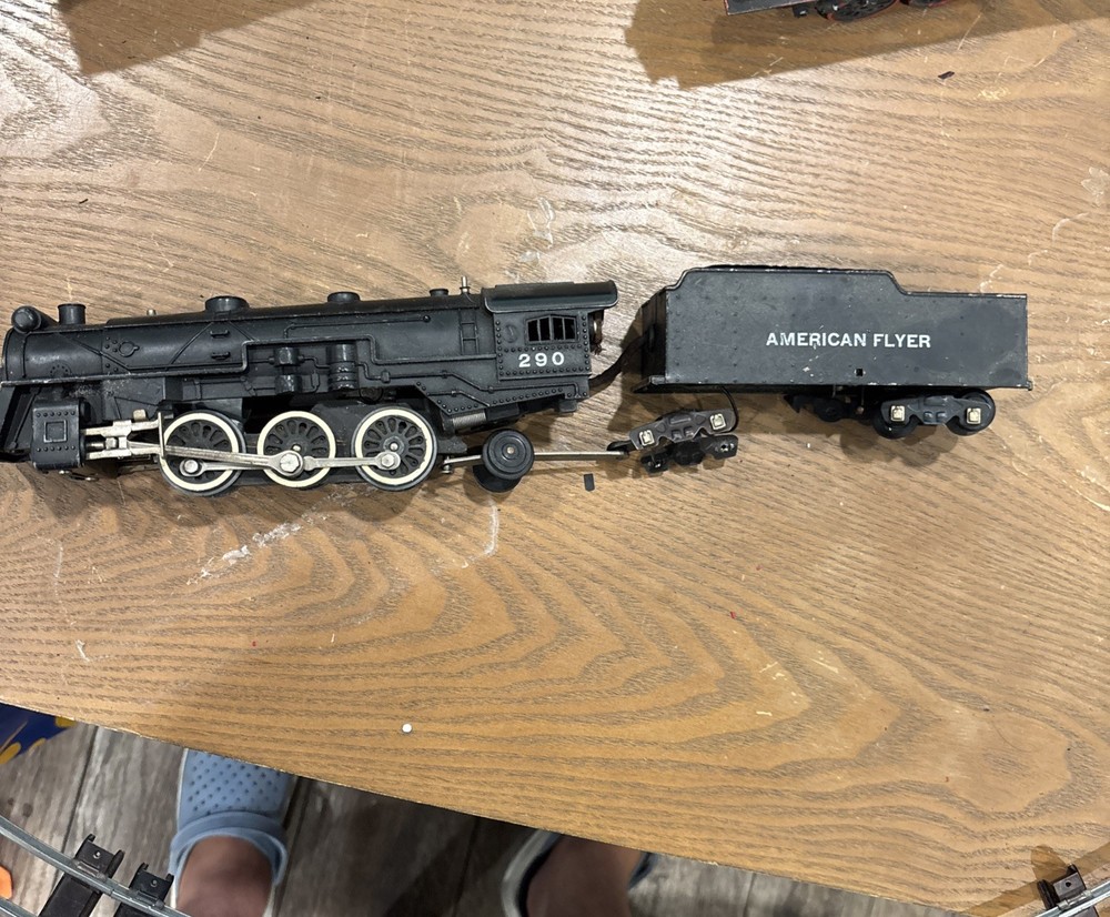 Vintage American Flyer 290 Cast Metal Steam Engine Locomotive & Tender Untested