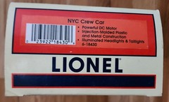 Lionel 6-18430 New York Central NYC Crew Powered Car -New Never Removed from Box