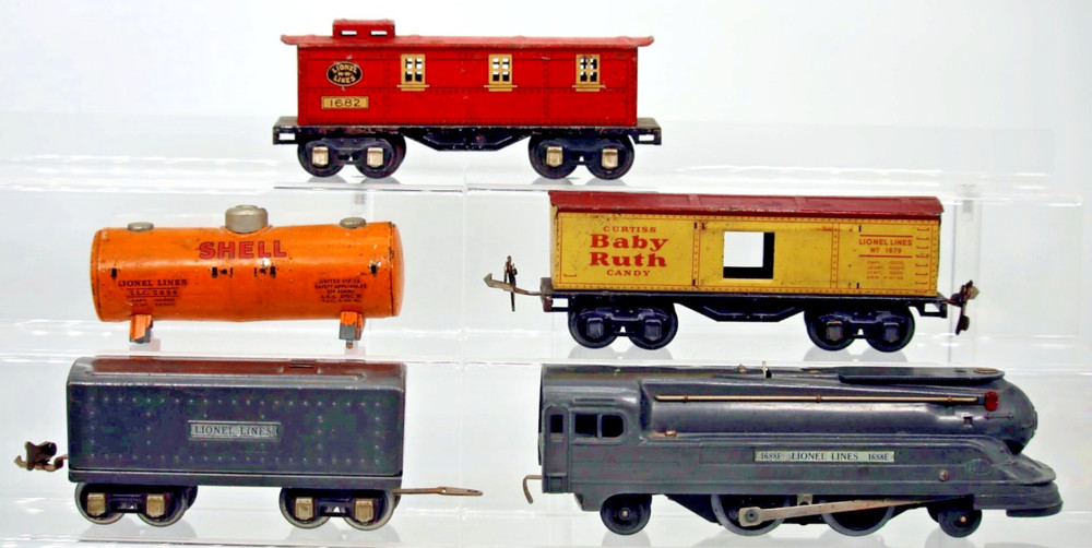 Prewar Lionel 1668E Gunmetal Runs Lights O Gauge Baby Ruth Shell 1682 Lot VTG